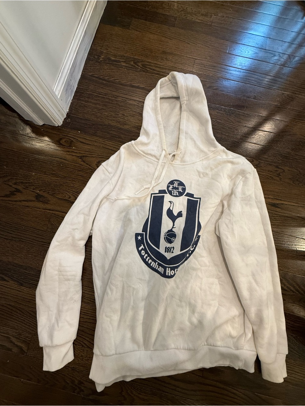Tottenham Hotspur White Hoodie with Navy Crest